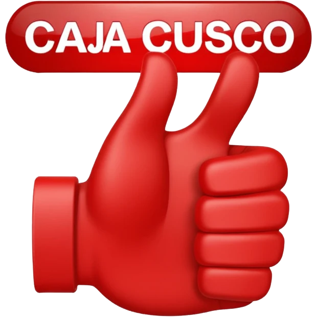 crea un dedo de like en color rojo al centro debe ir la frase "caja cusco" emoji