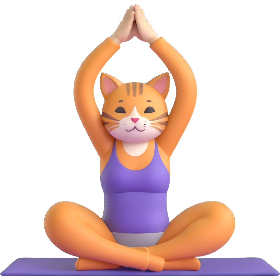 cat doing yoga camel pose with arched back emoji