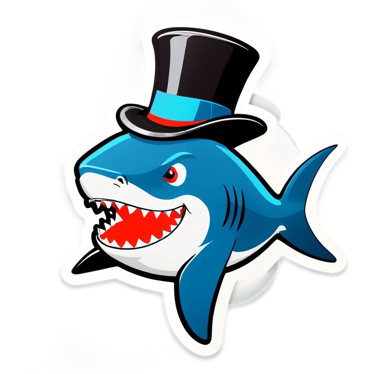 Shark with a top hat emoji