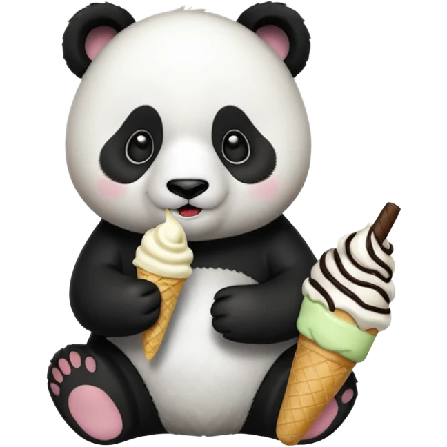 Panda eating ice cream emoji