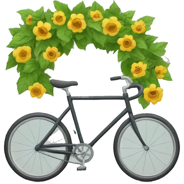 A bicycle surrounded by leaves or flowers emoji