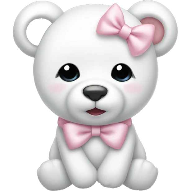 White teddy bear with light pink bow on the ear emoji