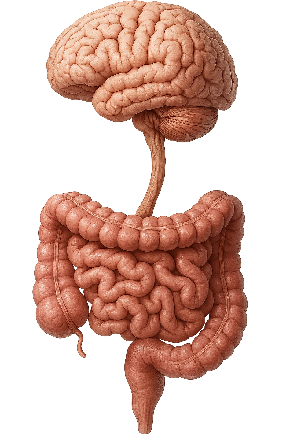 intestino e cervello sono collegati verticalmente, iperrealistico 4k emoji
