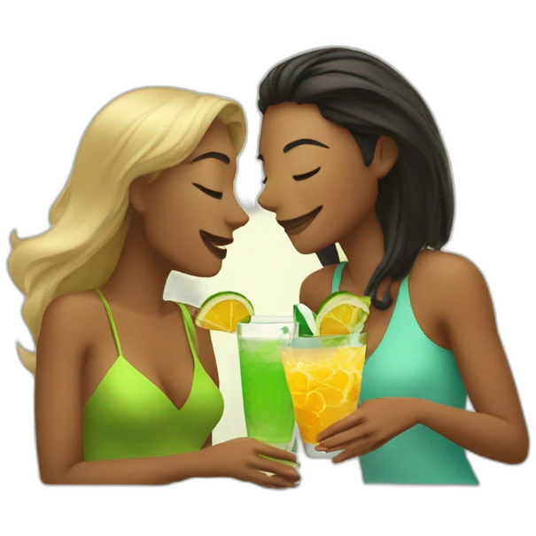 Wen and woman drink coctails emoji
