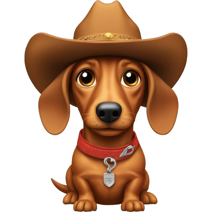 Wiener dog wearing a cowboy hat emoji