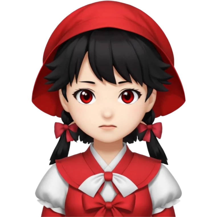 an emoji of reimu hakurei from touhou project looking at the front emoji