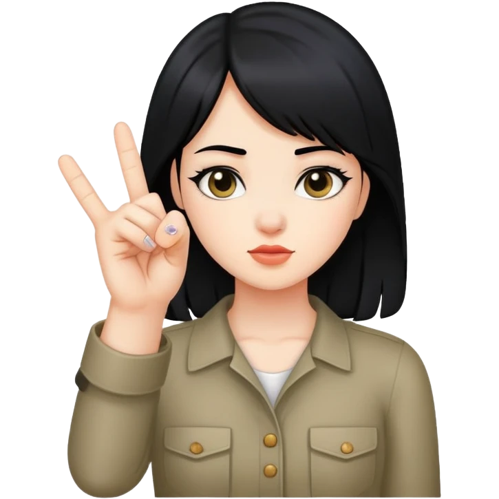girl with black hair sticking up middle finger emoji