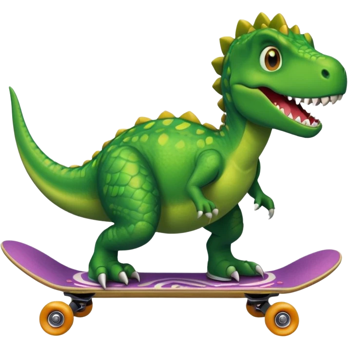 Dinosaur on a skateboard emoji