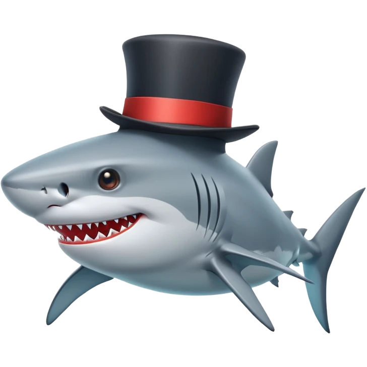 Shark with a top hat emoji