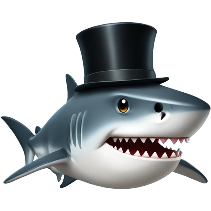 Shark with a top hat emoji