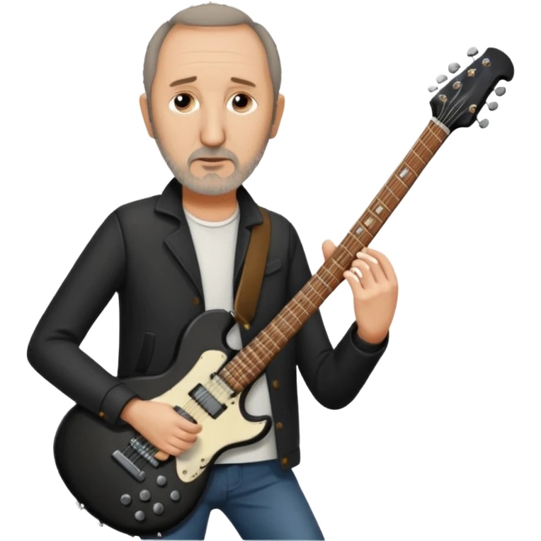Pete Townshend portrait, serious expression, holding guitar emoji