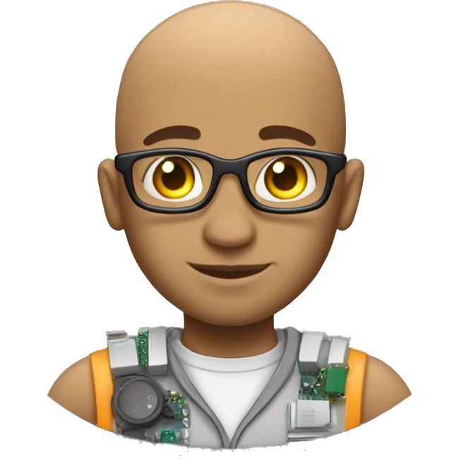 male balded electronics engineer who loves to code and tinker emoji