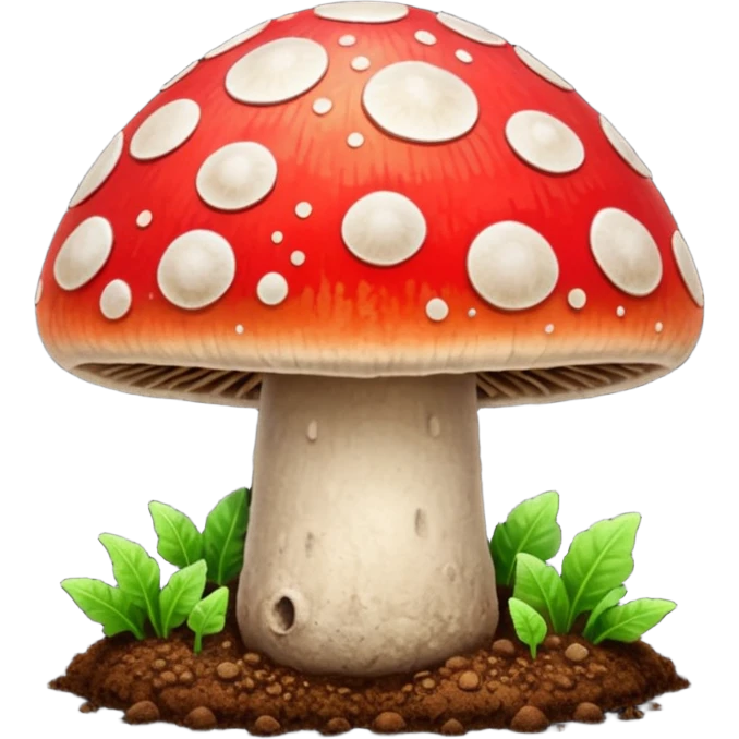 red glowing magic mushroom with dirt emoji