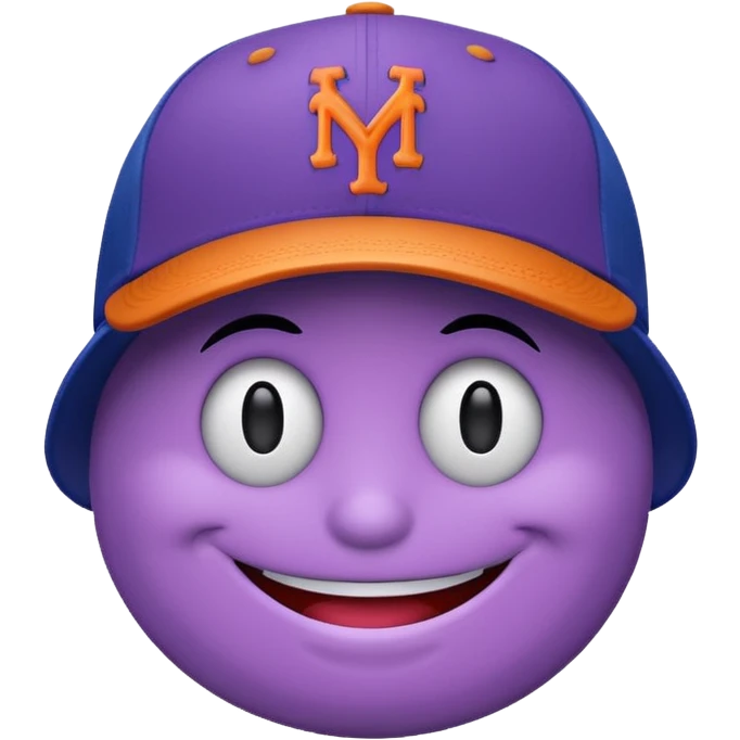 Purple smiley face with a Mets hat emoji