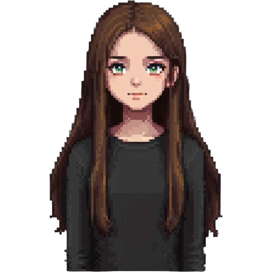 A girl with long, straight brown hair emoji