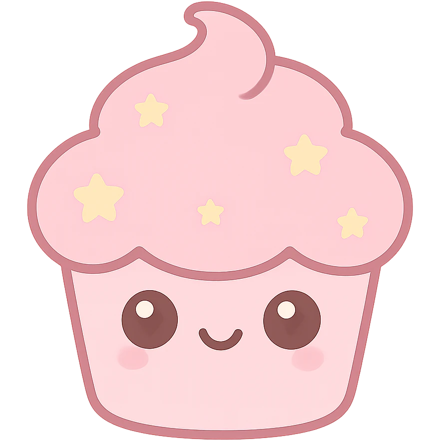 cute cupcake with pink icing kawaii style emoji