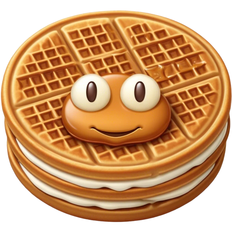 Cinematic Realistic Stroopwafel Dessert Emoji, depicted as a delicate caramel-filled waffle cookie rendered with crisp textures and warm, inviting lighting. emoji