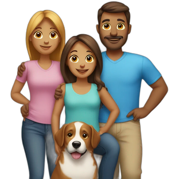 Family of 5 with dog emoji
