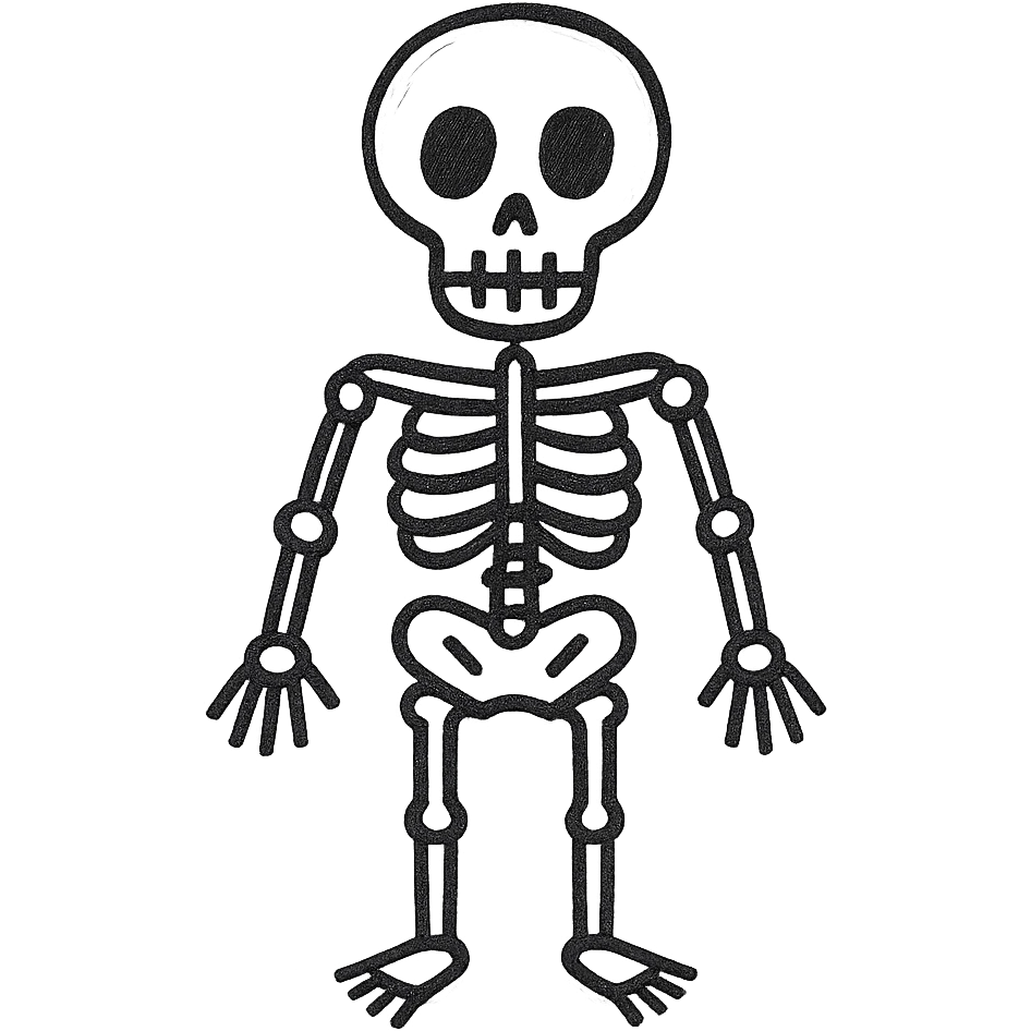 skeleton, hand drawn black outline style emoji