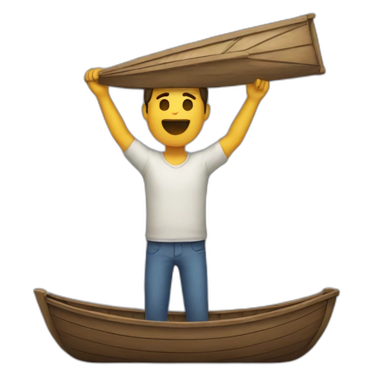 Guy carrying a boat over his head emoji
