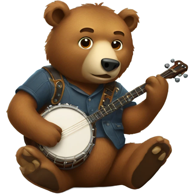 Bear playing banjo emoji