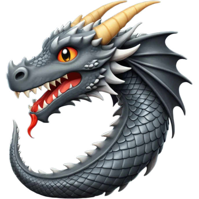 iOS style emoji, minimal dragon fang, dark fantasy object emoji