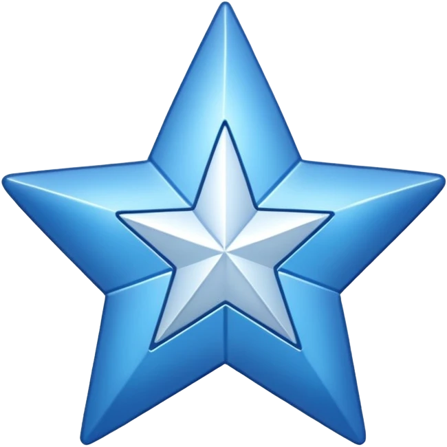 20 uçlu mavi yışdız ortasında beyaz tik emoji