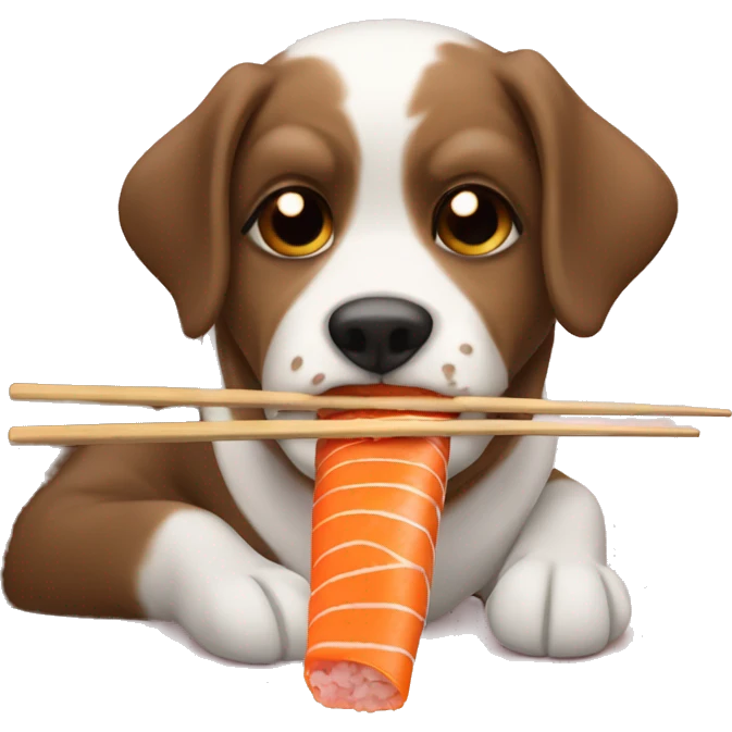 Dog eating sushi aesthetic emoji