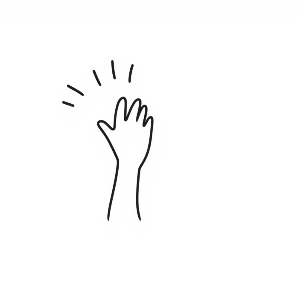 mano saludando, estilo doodle simple emoji
