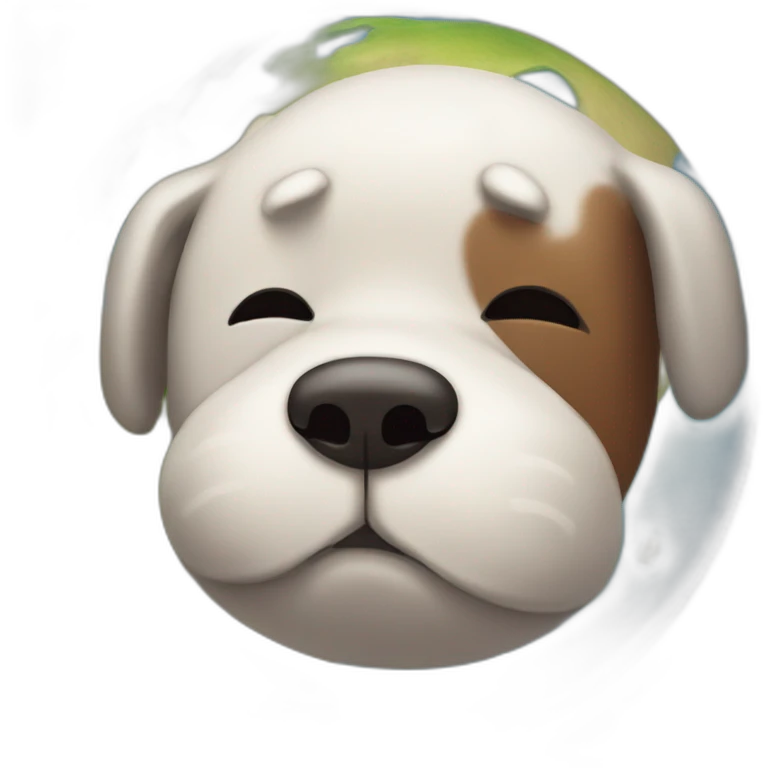 planet Earth with a cartoon sleepy dog face emoji