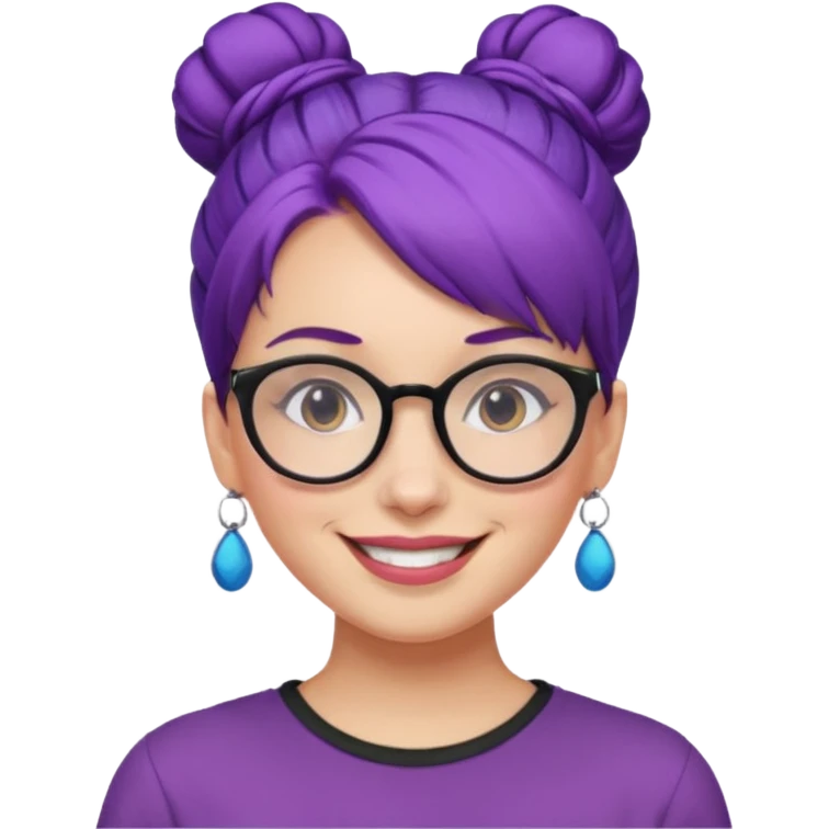 woman with purple hair bun and glasses emoji