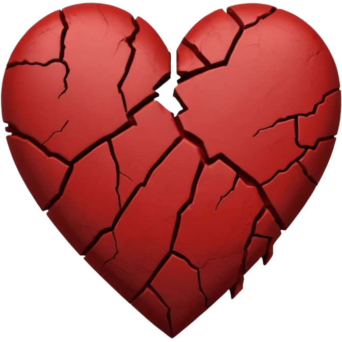 A dark red heart, broken and plastered together emoji