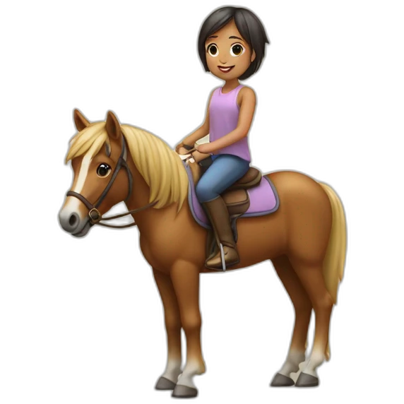 petite fille sur un poney emoji