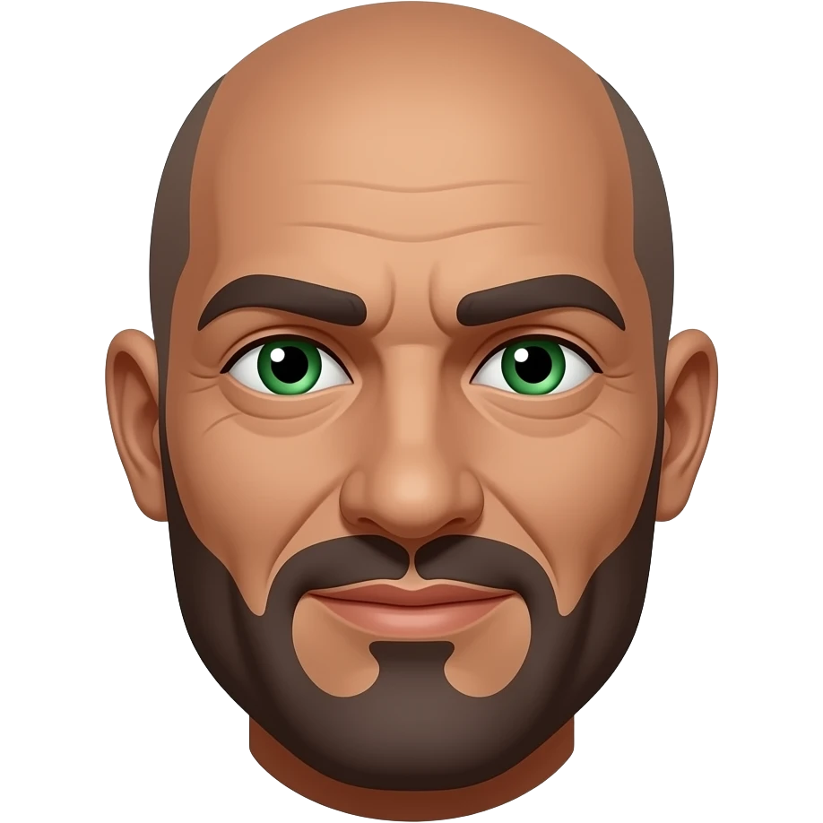 Older,bald,green eyes, go t, dark skinned emoji