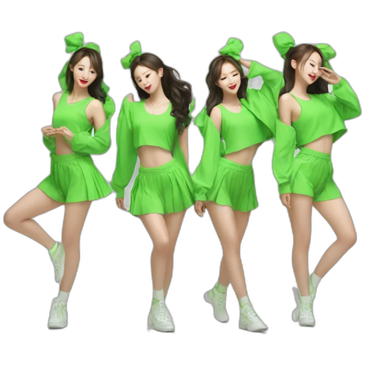 Dance-girls-kpop-team-green-clothes emoji