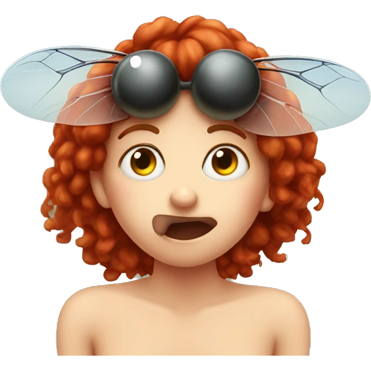 Dumb Fly kissing a redhead fly emoji