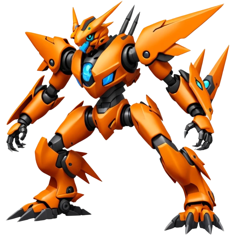 Cool Futuristic Black Orange Cyber-Digimon-Fakemon-Guilmon-Guilmon-Wargreymon-Mecha-fusion (full body) emoji