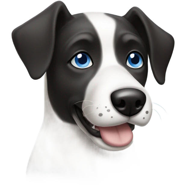 Black and white dog with one blue eye and one brown eye  emoji
