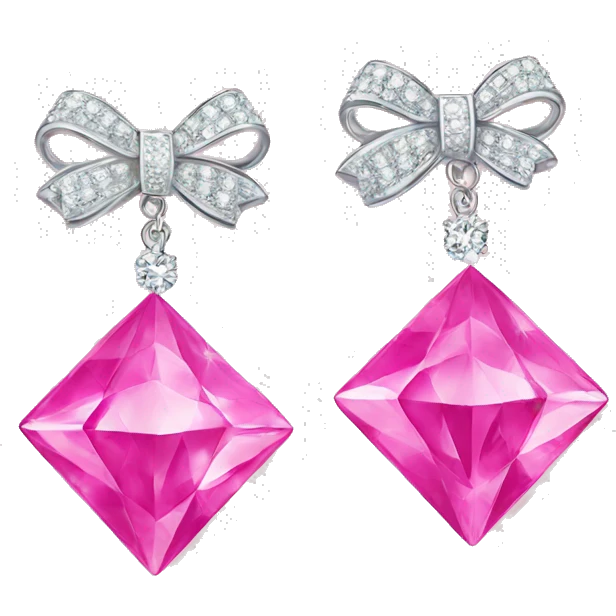 diamond earrings with a bow in pink emoji