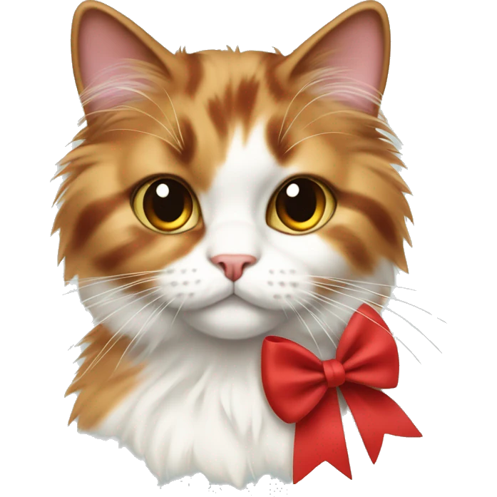 calico cat fluffy with a red bow emoji