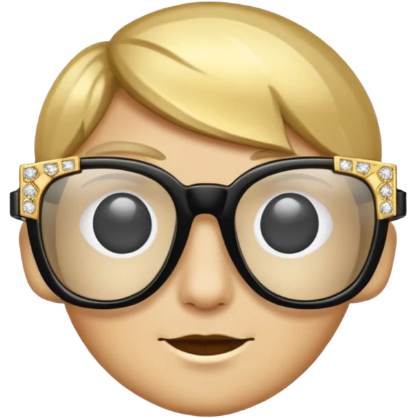 black glasses with + diamond and golden emoji