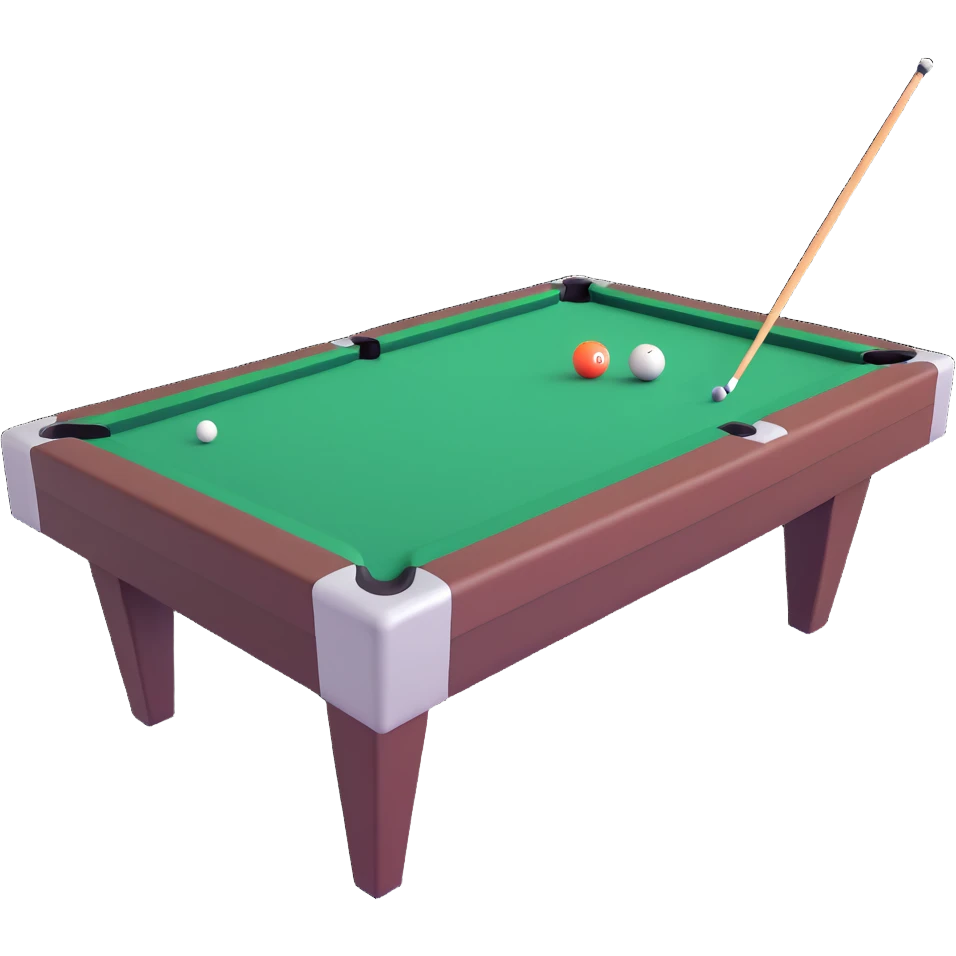 billiards pool table with cue ball and stick emoji