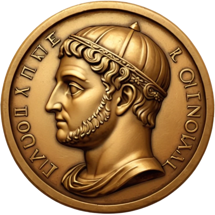 An emoji of an ancient Roman coin with an emperor's profile. emoji