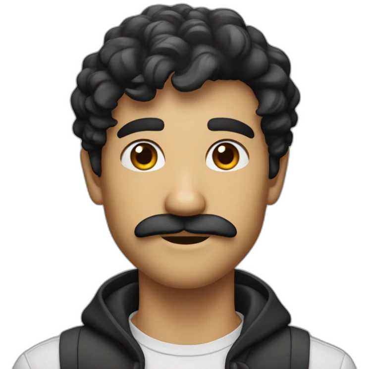 i'm a 23 years old developer, with black hair. and a mustach with no beard. generate me a memoji face emoji