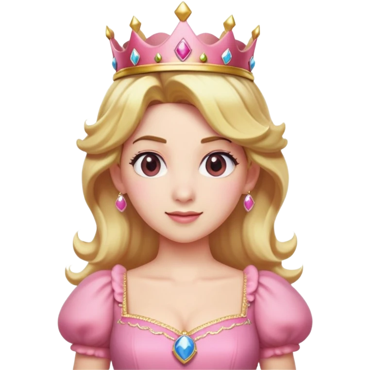 Princess Peach from Mario games with blonde hair, pink dress, crown emoji
