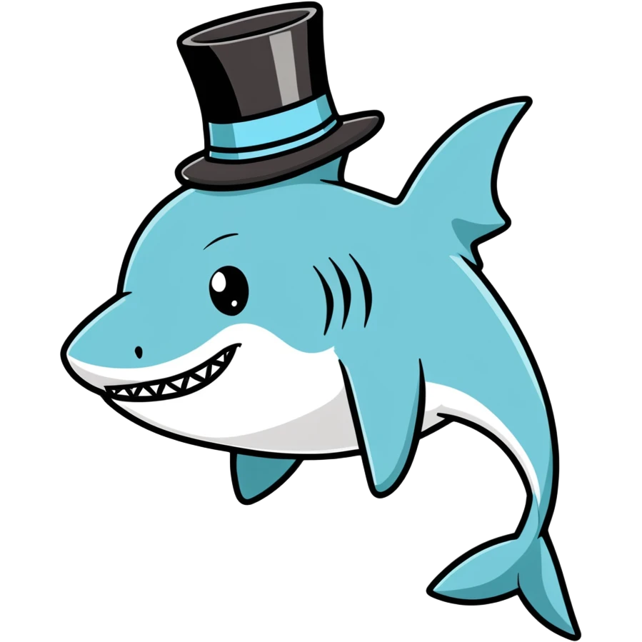 Shark with a top hat emoji