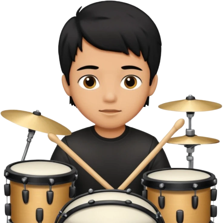 niño trigueño de cabello negro tocando la batería  emoji