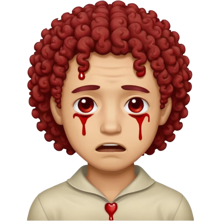 light skin man with curly hair crying blood emoji