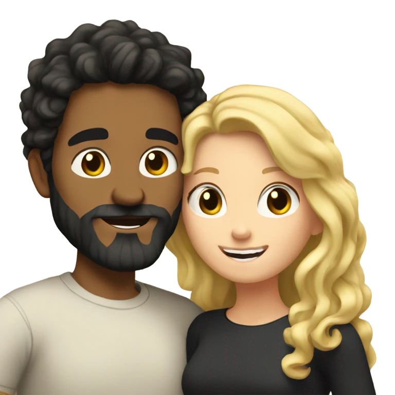 white man with black wavy hair and a beard hugging a girl with blonde wavy hair  emoji