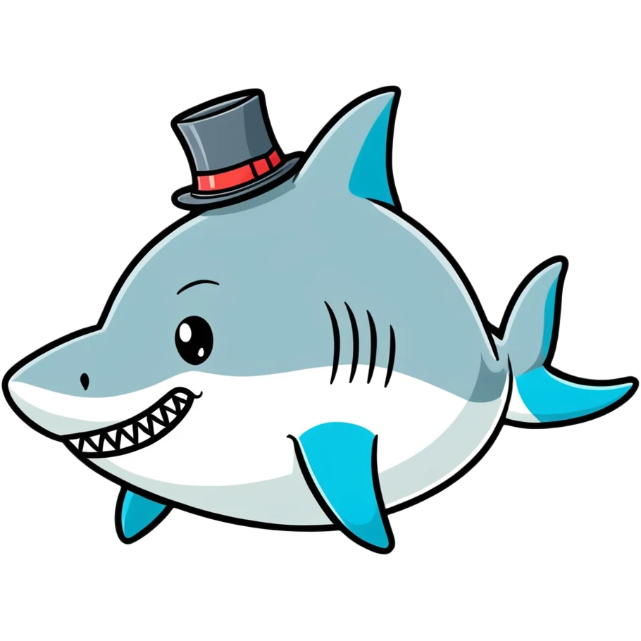 Shark with a top hat emoji